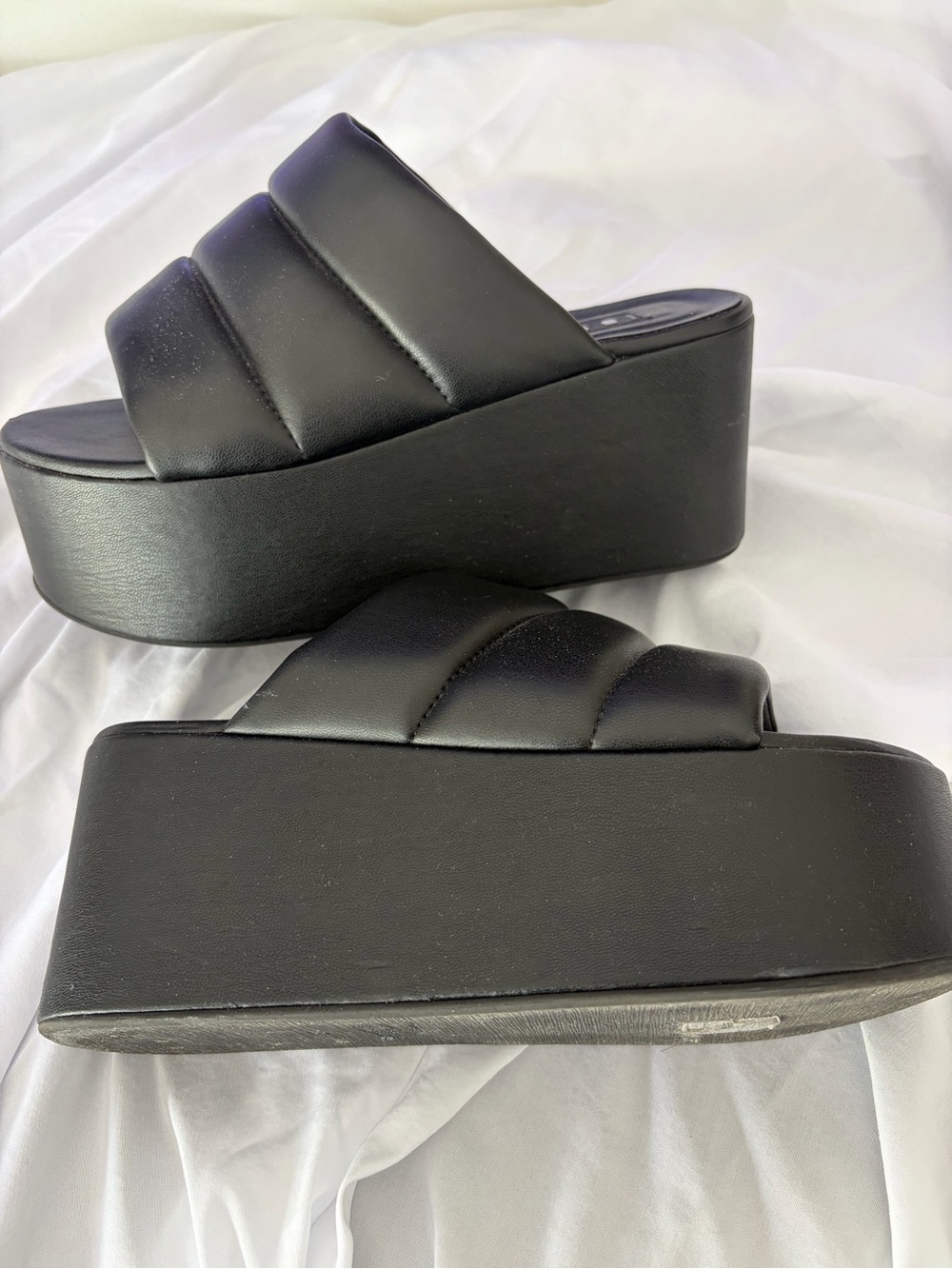 Simon Miller Black Quilted Platform Slide Sandals